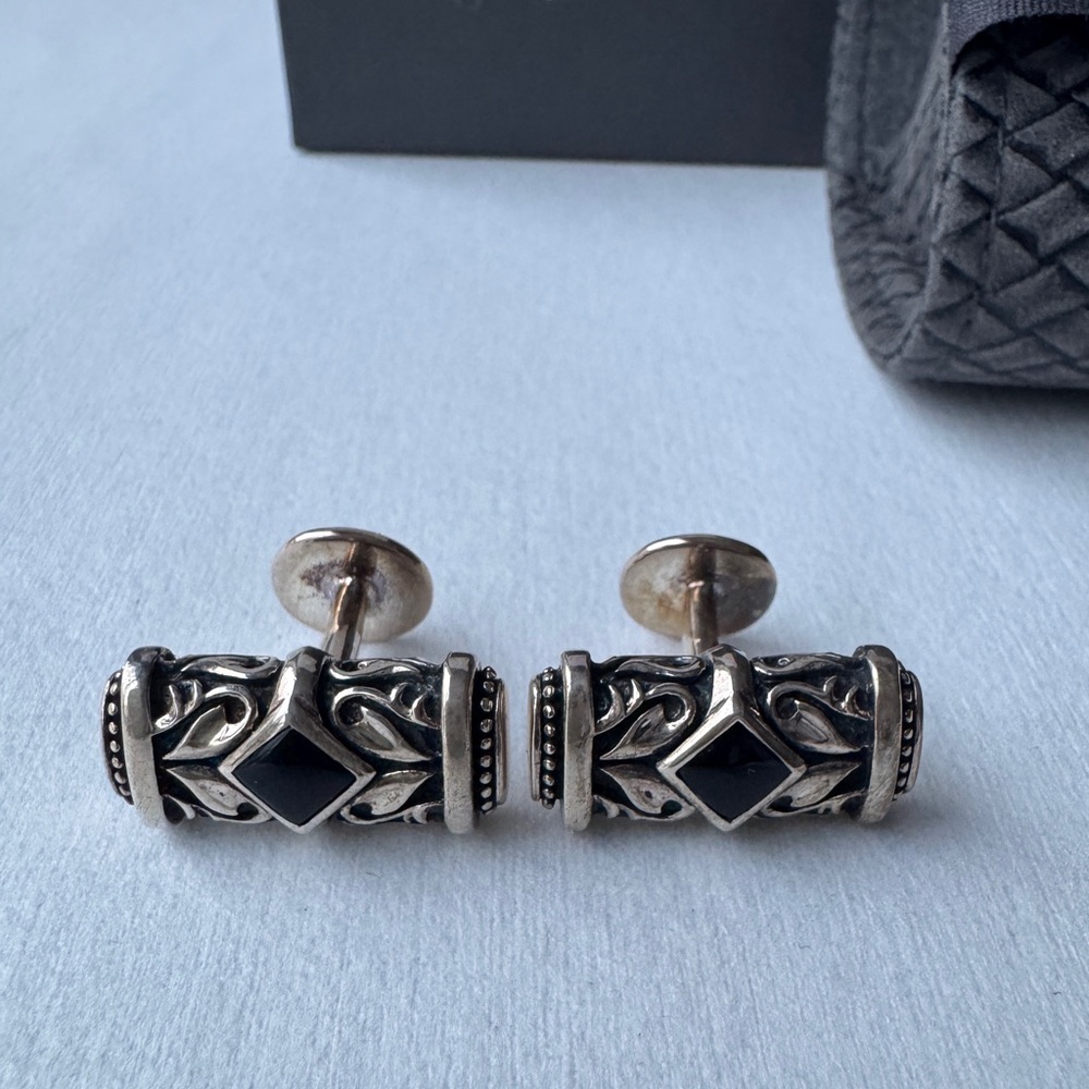 Scott Kay Sterling Silver Cufflinks With Onyx Black Stones